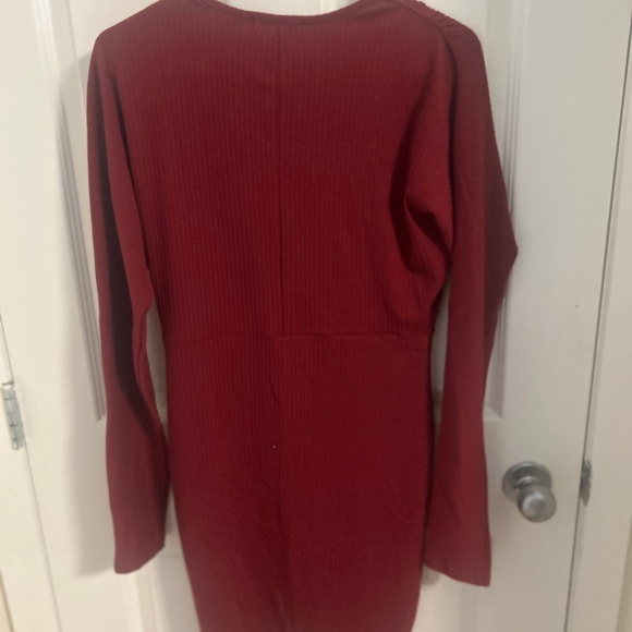 Revamped Deep Red Ribbed Dress - Picture 6 of 8